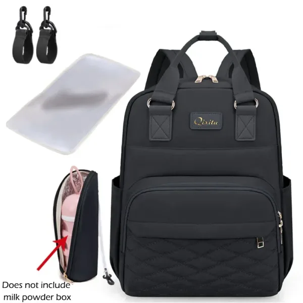 Sac à dos à langer imperméable Noir