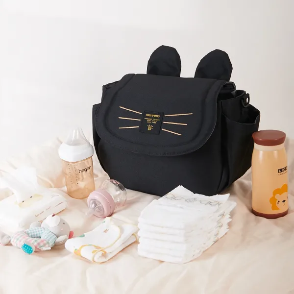 Sac à langer chat Noir pour poussette